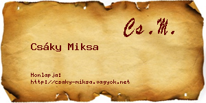 Csáky Miksa névjegykártya